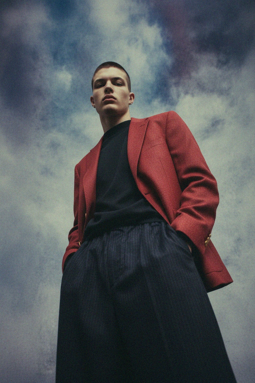 Stylowa teksturowana marynarka ze złotymi guzikami zdjęcie 3