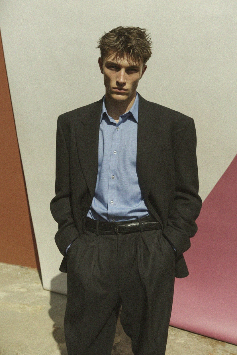 Niebieska koszula z długim rękawem w mikrowzór zdjęcie 3