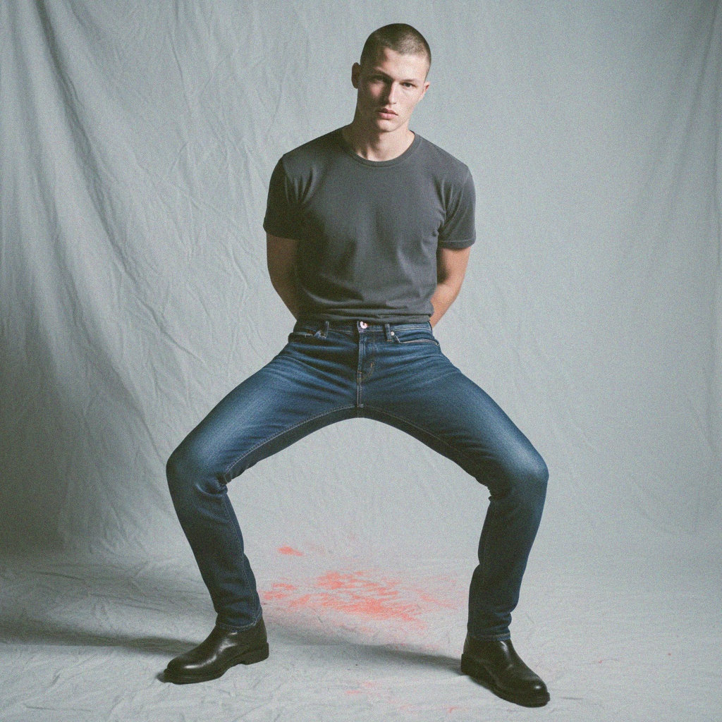 Klasyczne niebieskie dżinsy o dopasowanym kroju zdjęcie 2