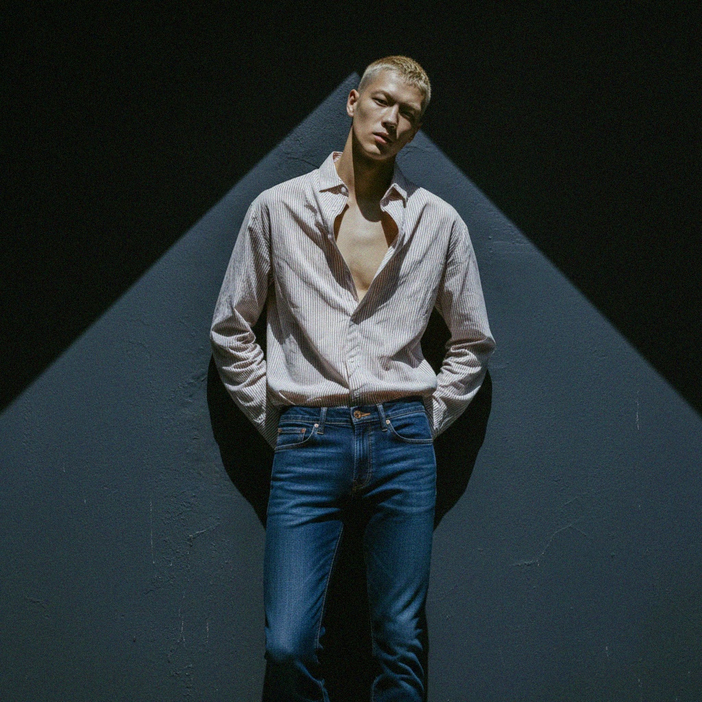 Klasyczne niebieskie jeansy slim fit zdjęcie 3