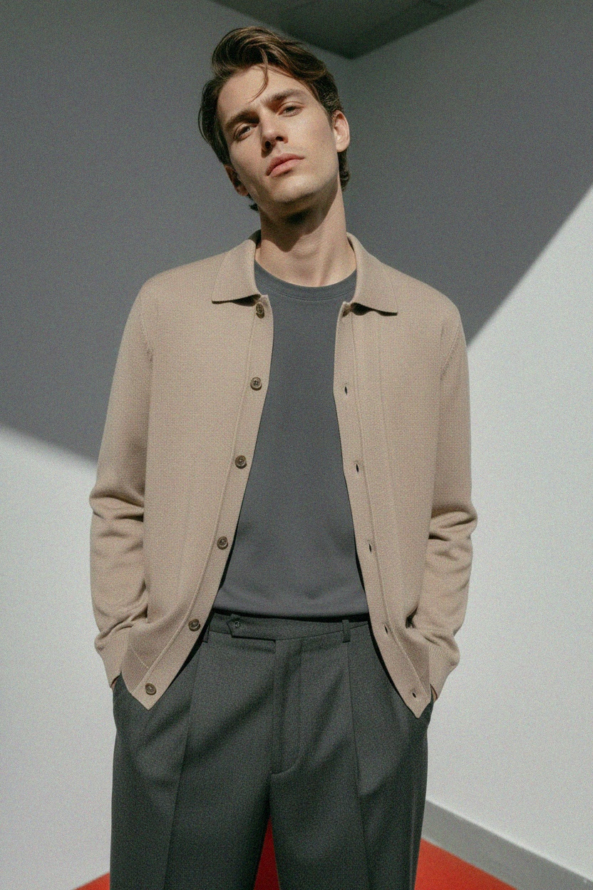 Kardigan dzianinowy z kołnierzykiem zdjęcie 2