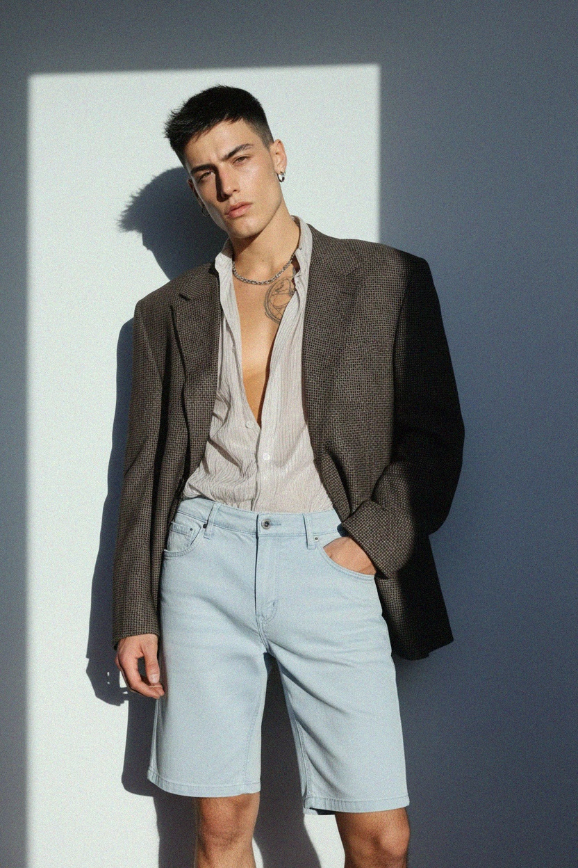 Jasnoniebieskie szorty casualowe zdjęcie 2