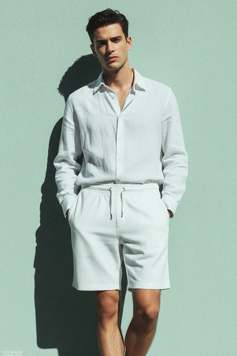 Klasyczne białe, swobodne szorty zdjęcie 2