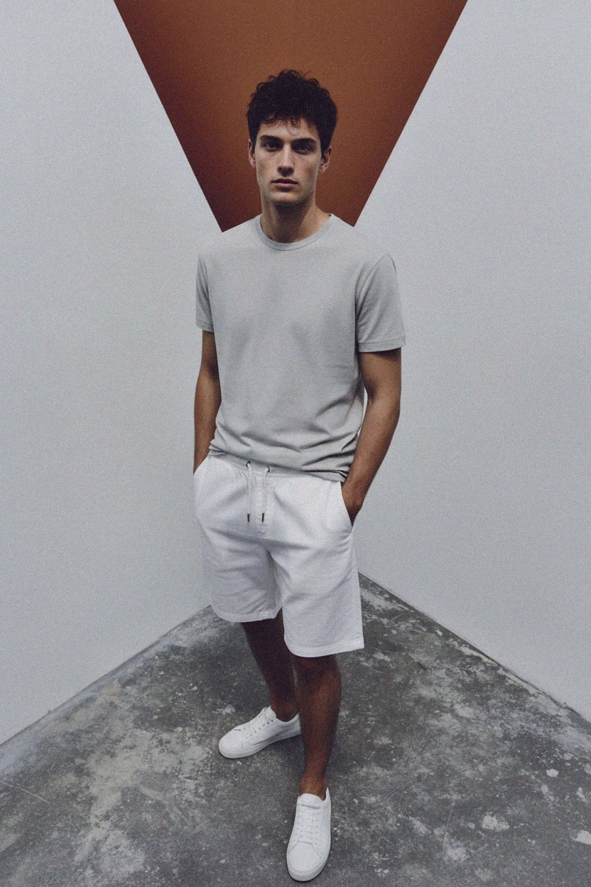 Klasyczne białe, swobodne szorty zdjęcie 3