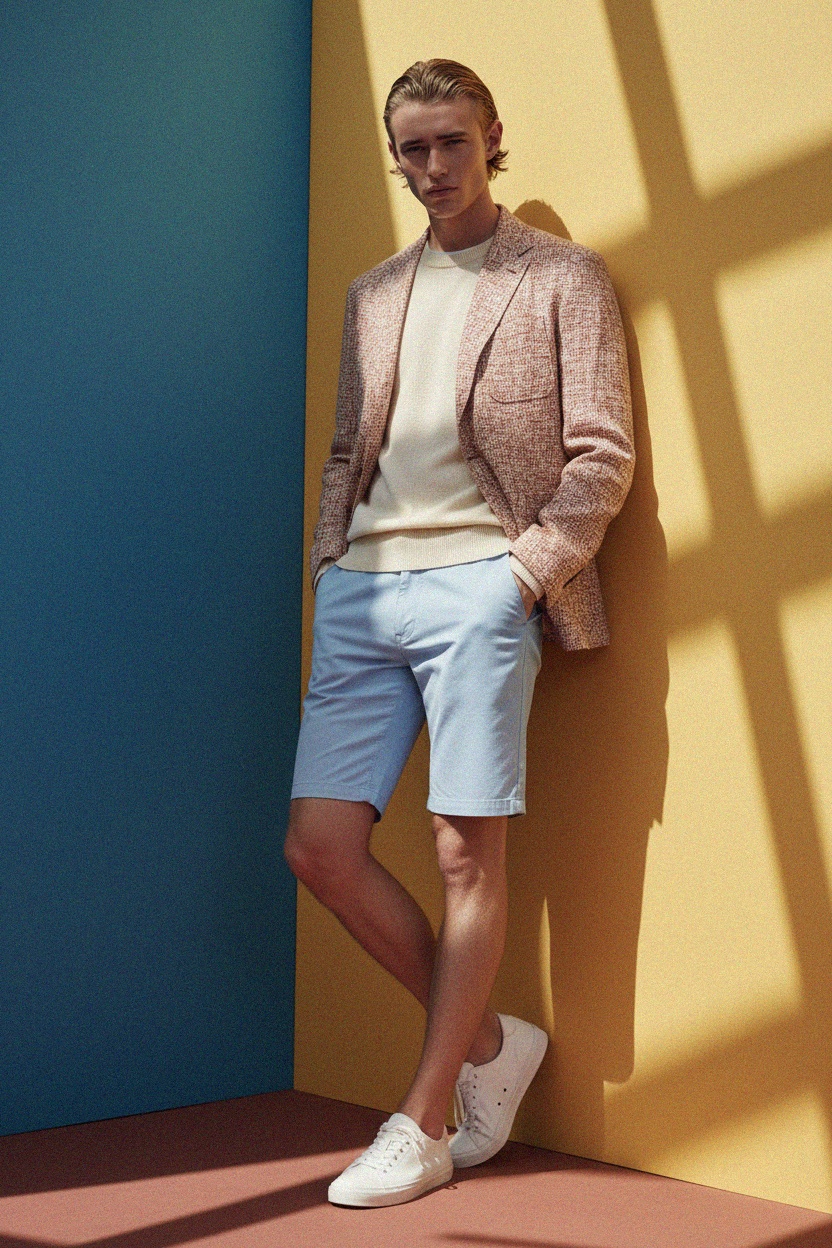 Jasnoniebieskie szorty casualowe zdjęcie 3