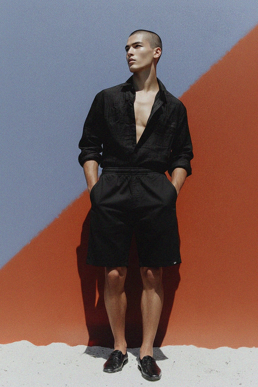 Klasyczne czarne, casualowe szorty zdjęcie 3