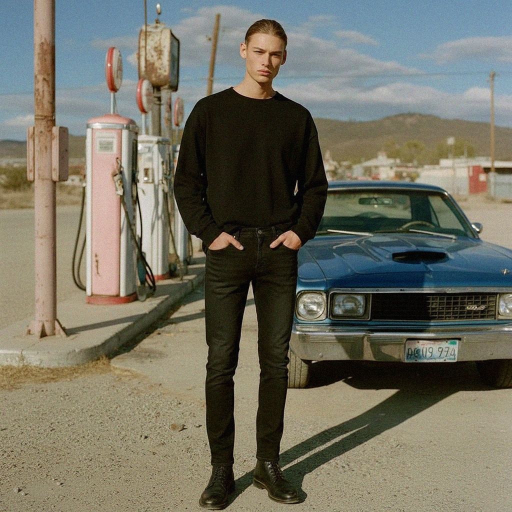 Klasyczne czarne jeansy slim fit zdjęcie 3