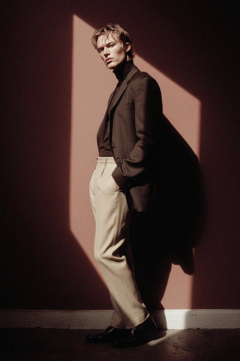 Jasnobeżowe spodnie dopasowane zdjęcie 2