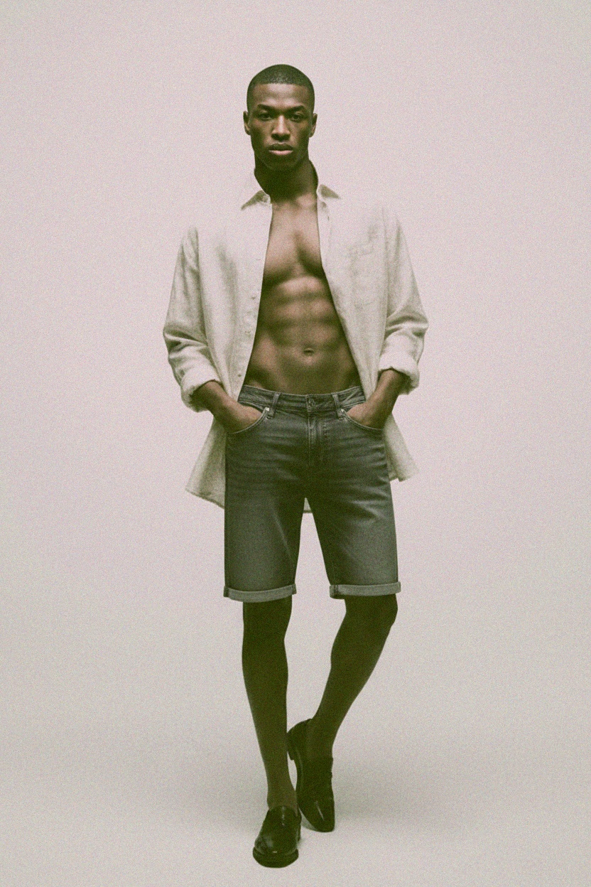 Szorty dżinsowe w kolorze spranego szarego denimu z mankietem u dołu zdjęcie 3