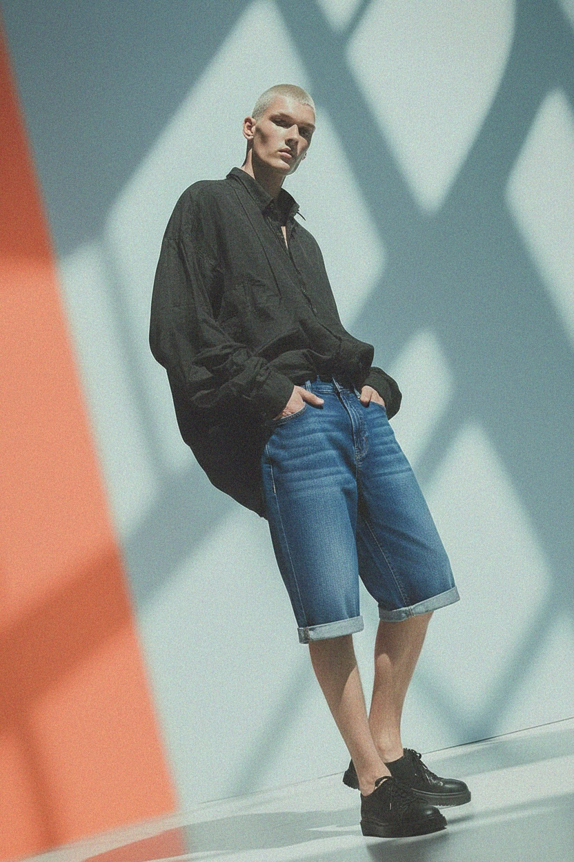 Wygodne szorty dżinsowe z mankietem u dołu zdjęcie 2