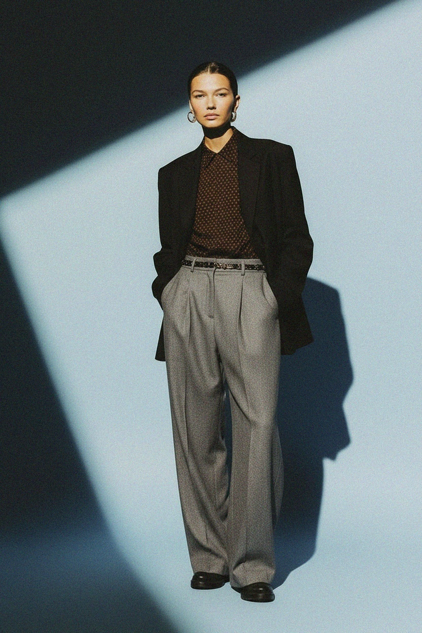 Spodnie z szerokimi nogawkami i luźnym krojem zdjęcie 3