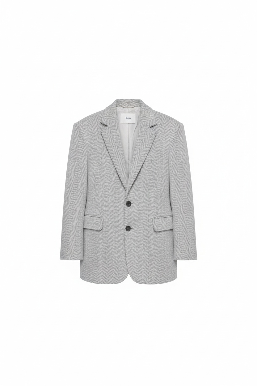 Luźna szara marynarka w jodełkę zdjęcie 1