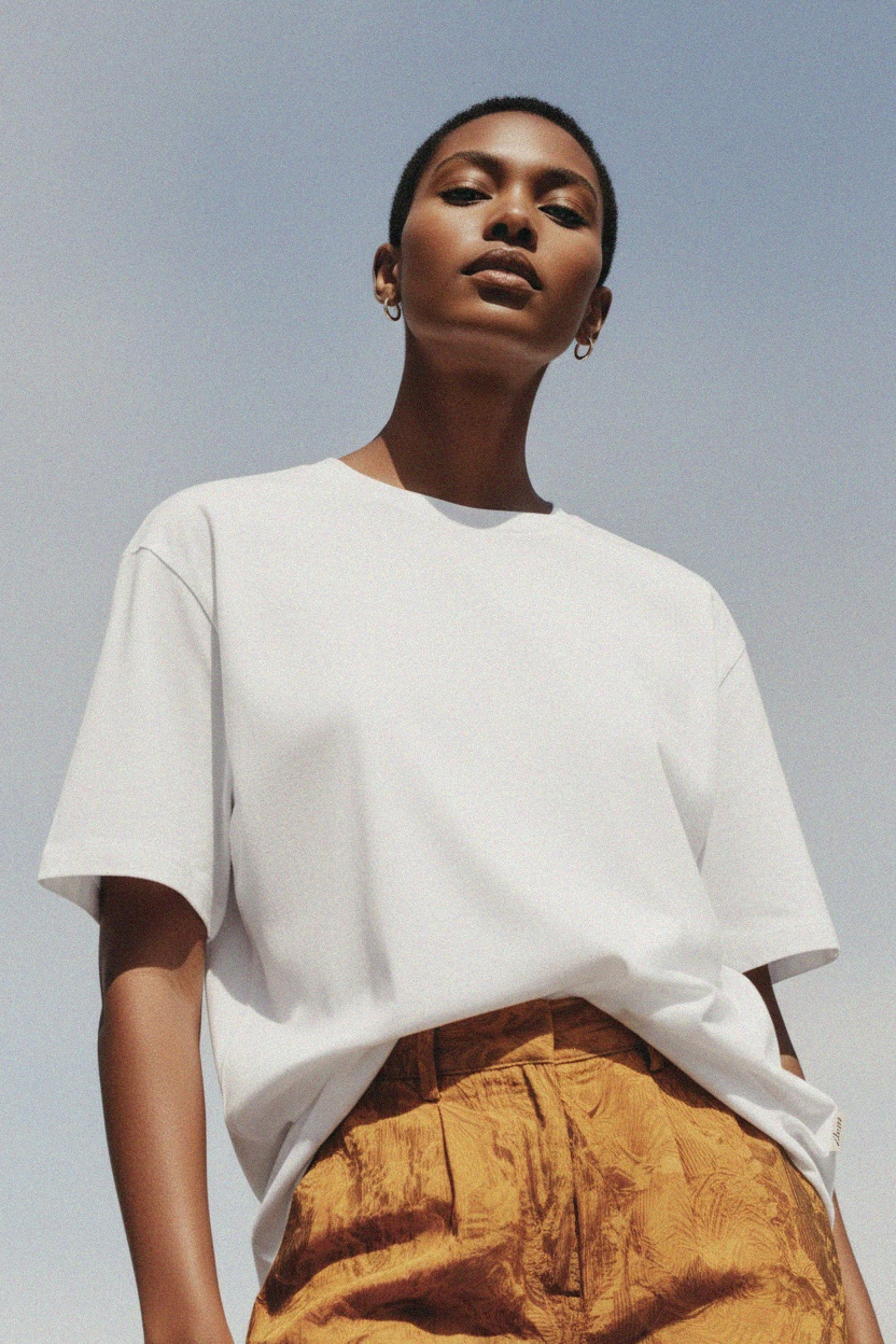 Luźna biała koszulka z okrągłym dekoltem zdjęcie 2