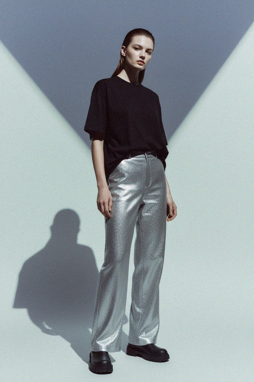 Luźna czarna koszulka z okrągłym dekoltem zdjęcie 3