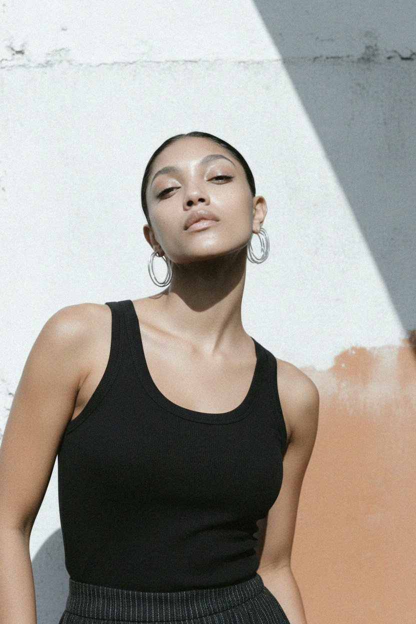 Niezbędny żebrowany top z okrągłym dekoltem zdjęcie 3