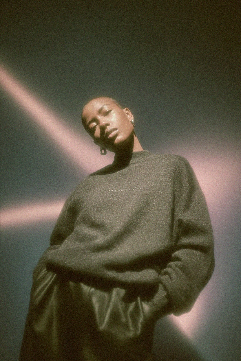 Luźny szary sweter dzianinowy zdjęcie 2