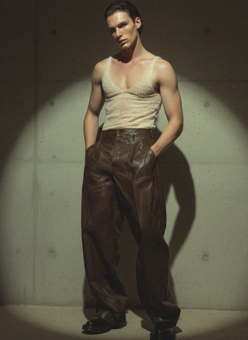 Jeansy z szerokimi nogawkami w kolorze postarzanego brązu zdjęcie 3