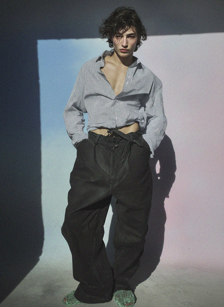 Czarne, powlekane, szerokie dżinsy zdjęcie 3