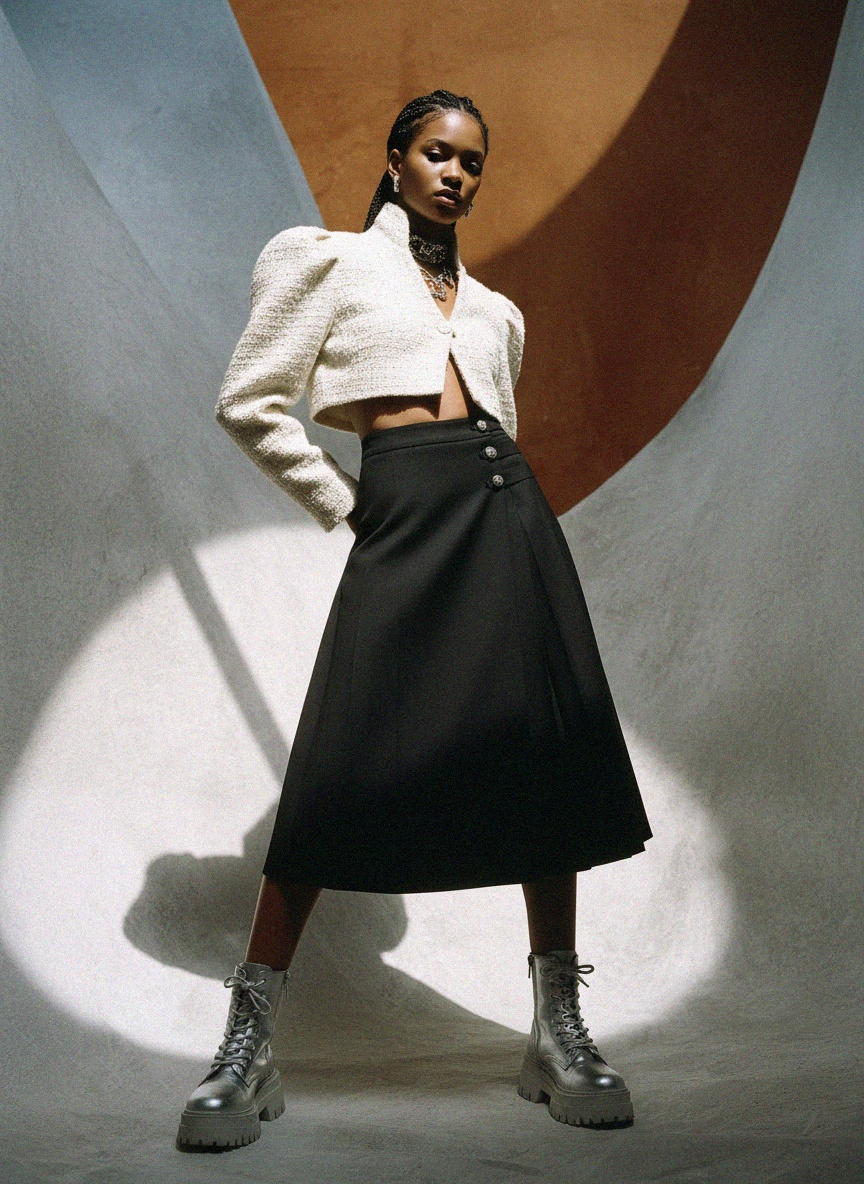 Czarna plisowana spódnica midi z ozdobnymi guzikami zdjęcie 2