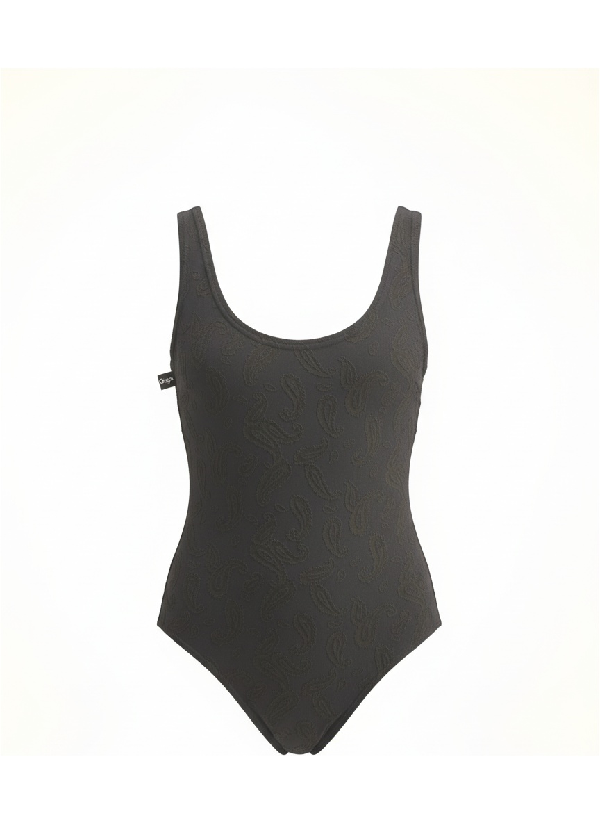 Czarny, jednoczęściowy kostium kąpielowy z teksturą paisley zdjęcie 1