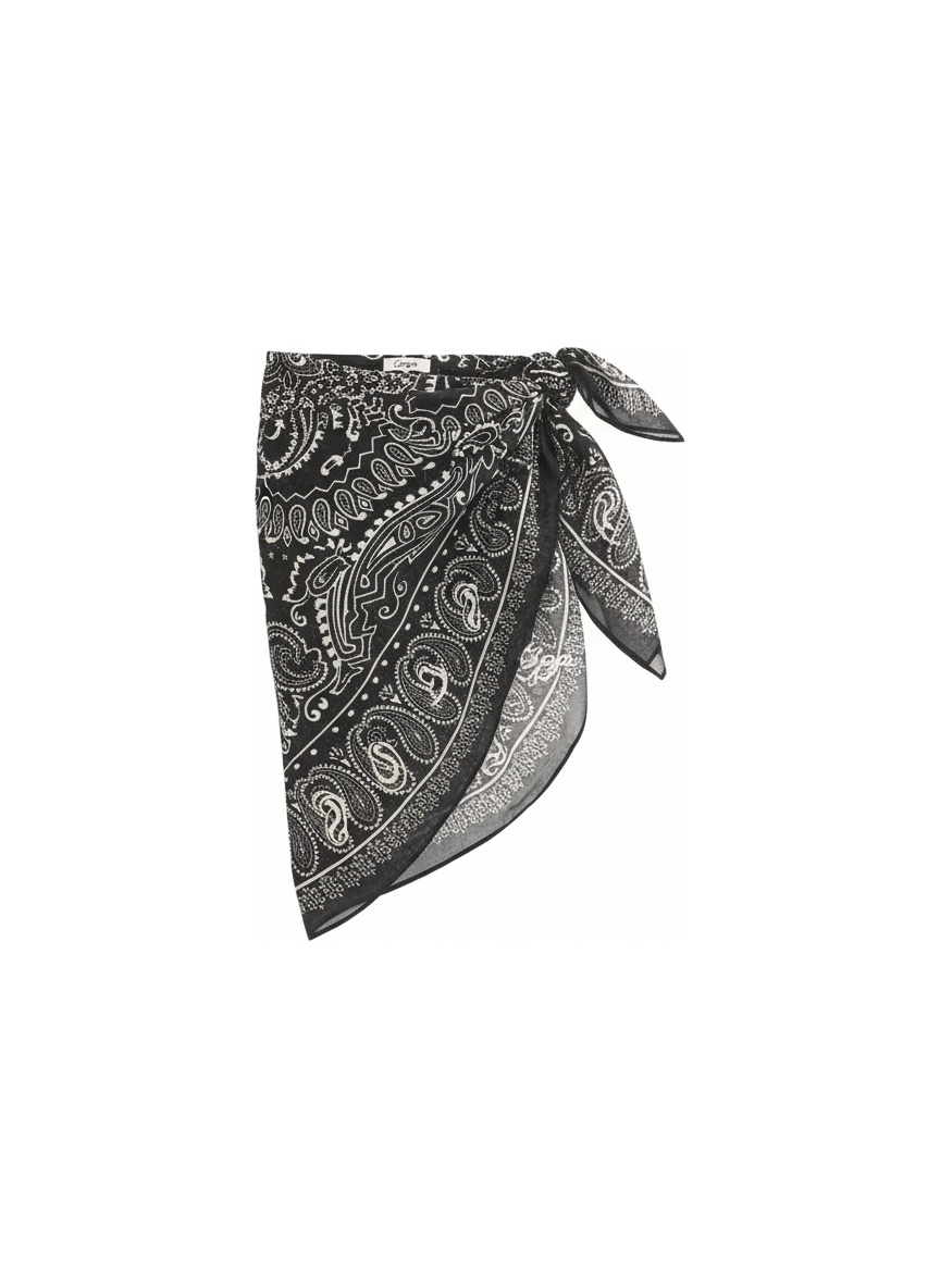 Czarno-biały sarong z nadrukiem bandany zdjęcie 1