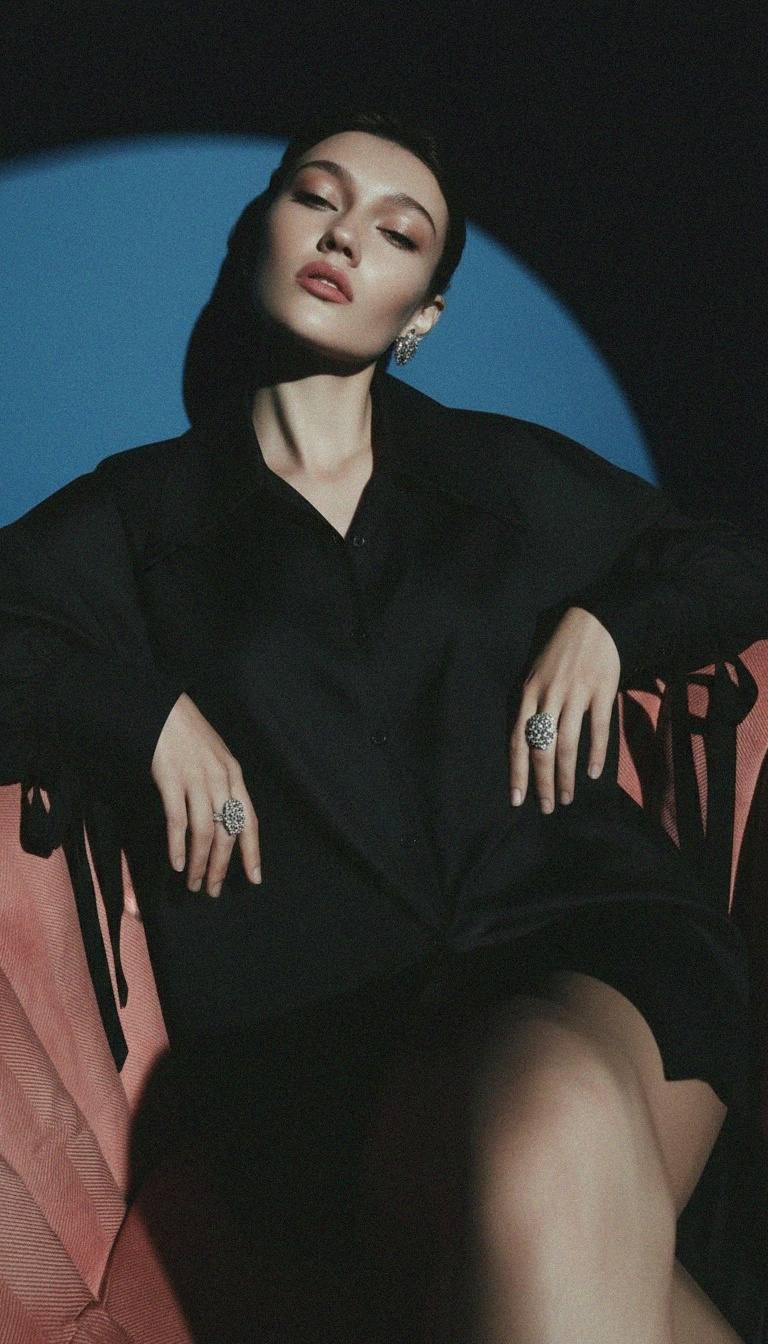 Koszula w kolorze czarnym, oversize, z wiązaniem na rękawach i zapięciem na guziki zdjęcie 3