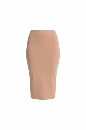 Beige Bodycon Midi Skirt