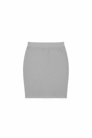 Essential Ribbed Knit Fitted Grey Mini Skirt