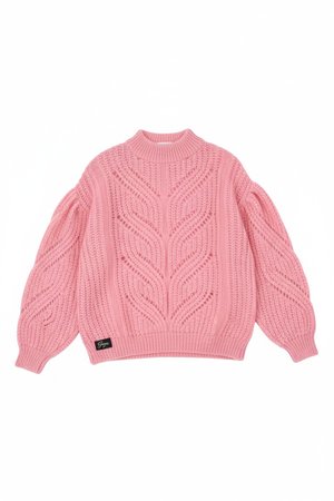 Pink Open-Knit Oversized Sweater