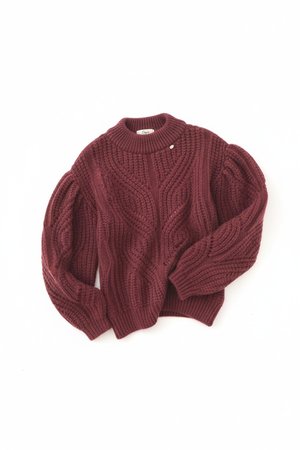 Textured Knit Sweater with Puff Sleeves