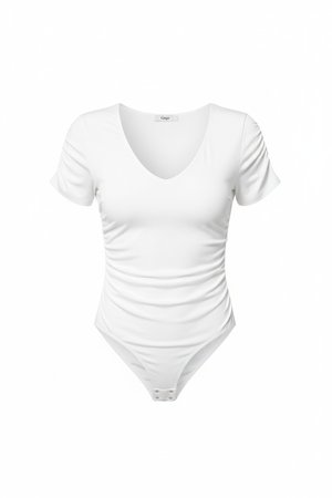 Niezbędny biały body z krótkim rękawem i dekoltem w serek