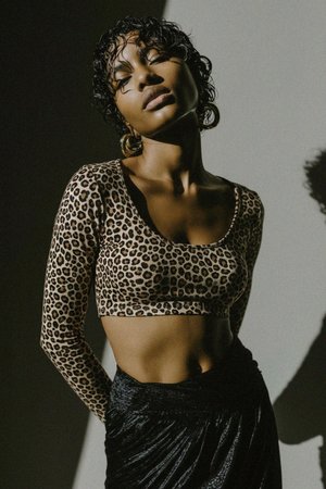 Leopard Print Long Sleeve Fitted Top