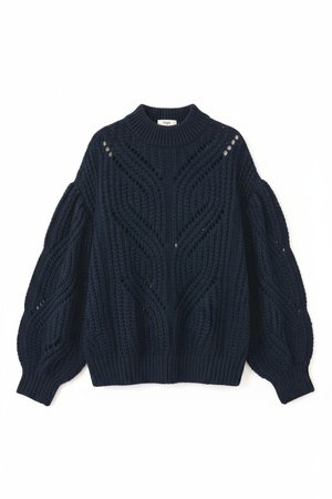 Chunky Knit Sweater with Openwork Pattern