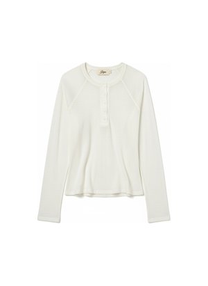 Lekki top henley z długim rękawem typu raglan