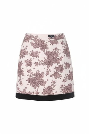 Floral Jacquard Mini Skirt with Black Hem