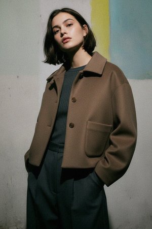 Stylowa krótka kurtka pudełkowa