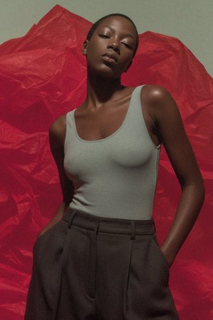 Szary prążkowany bezrękawnik