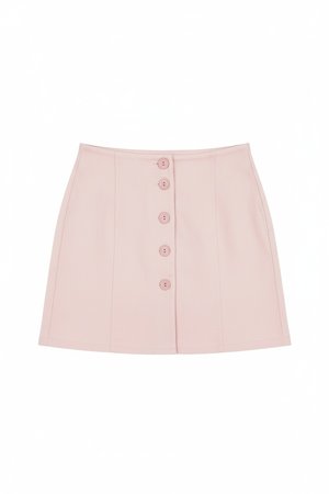 Chic Pink Button-Front Mini Skirt