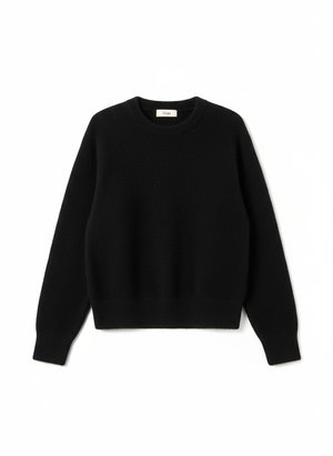 Miękki czarny sweter z okrągłym dekoltem