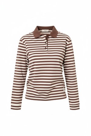 BIZUU Striped Long-Sleeve Polo Shirt