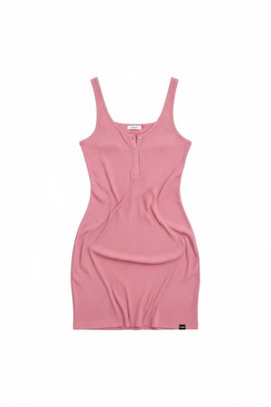 Mini sukienka z prążkowanego materiału zapinana z przodu na guziki