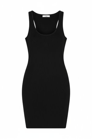 Czarna prążkowana sukienka mini bez rękawów