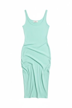 Prążkowana, bezrękawa, dopasowana sukienka midi