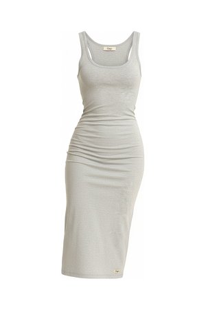 Elegancka szara sukienka midi z topem