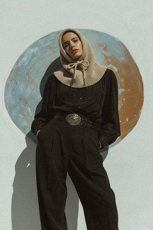 Przytulny, dzianinowy szalik z kapturem