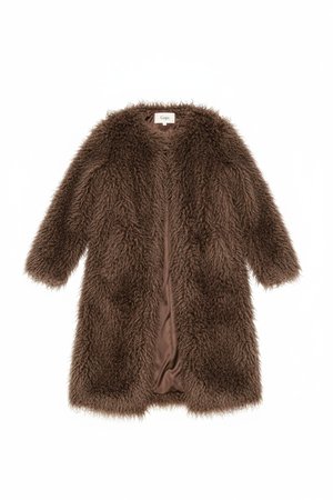 Oversize Brown Shaggy Faux Fur Long Coat