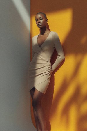 Sukienka mini z prążkowanej dzianiny z dekoltem w serek i kopertowym dołem