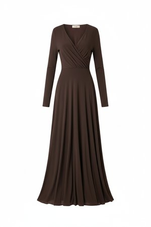 Elegant Long Sleeve Wrap Maxi Dress
