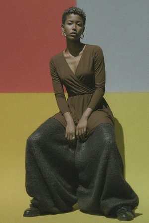 Elegant Long Sleeve Wrap Maxi Dress