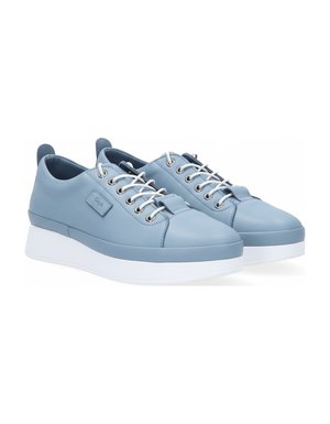 Light Blue Leather Platform Sneakers